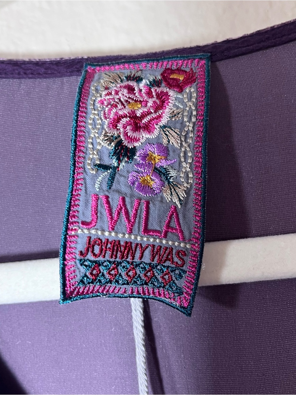 Johnny Was JWLA Velvet Embroidered Tunic Dress M Purple Silk Boho NWT - Picture 6 of 11